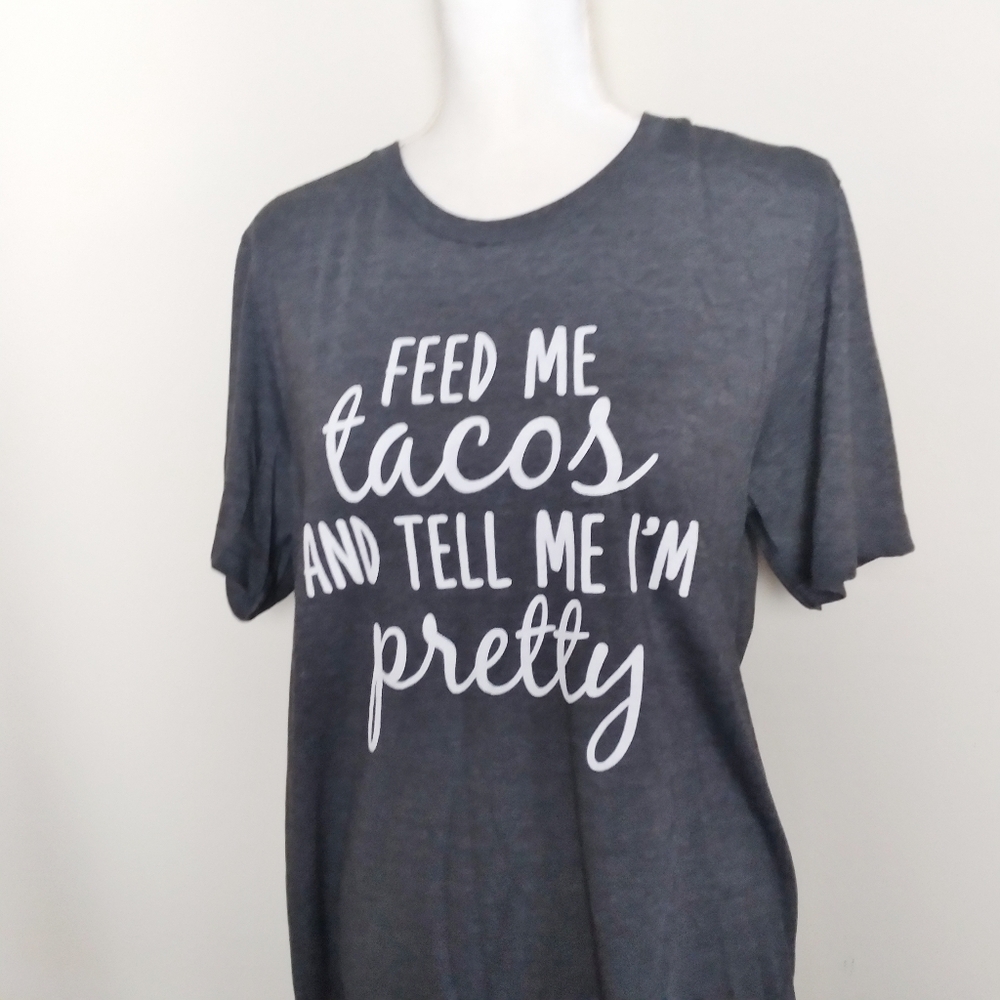 Bella Canvas Feed Me Tacos Gray Graphic Tee - Picture 4 of 7